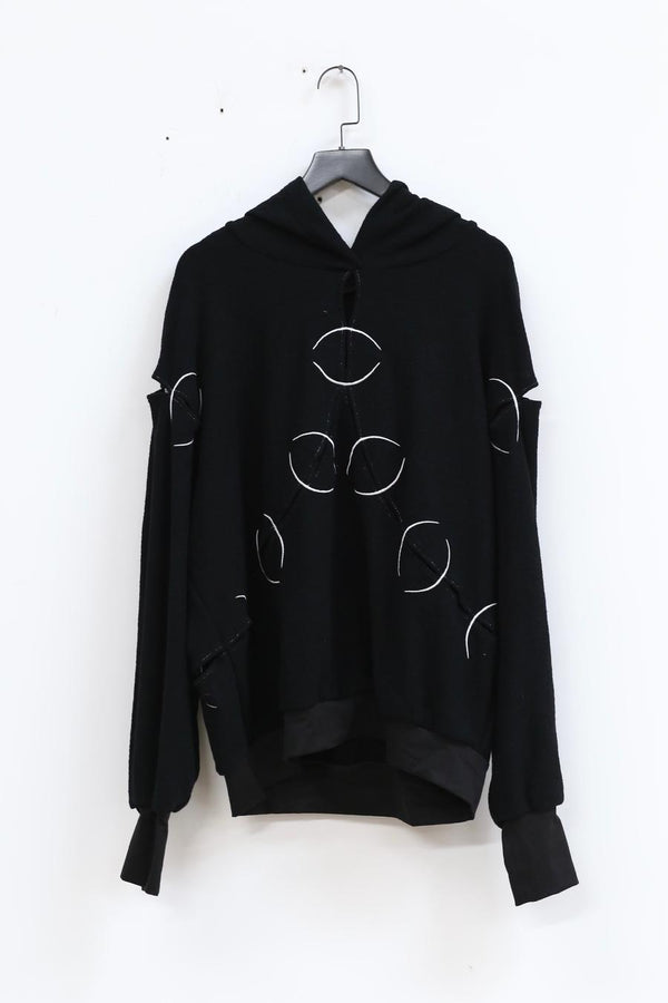 RUI Embroidered Hoodie RAW22WV03 Onyx&Luminous Black & Luminous
